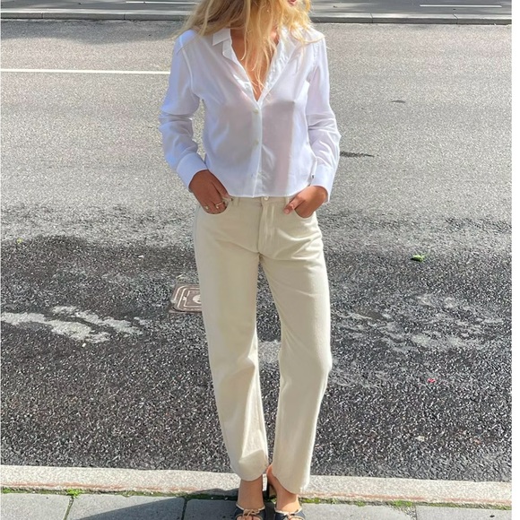 Djerf Avenue Relaxed Cream Jeans - Picture 1 of 6